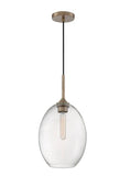 Aria 1-Light Large Pendant in Burnished Brass with Clear Seeded Glass