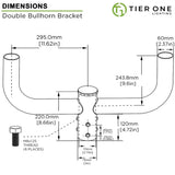 TIERONE 180 Degree Double Bullhorn Bracket for 2 Lights Mounting Bracket