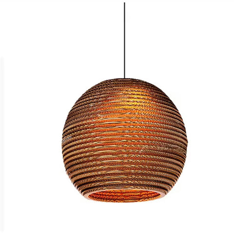 Vintage Nordic Weaving Bamboo Round Shade Cord Hanging Lamp Indoor Decoration Brown Pendant