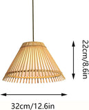 Bamboo Cone Ceiling Lamp Modern 1 Bulb Hanging Pendant Light in Wood for Living Room