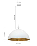 31.5White Farmhouse Dome Pendant Light with Gold Leaf Accent – Industrial Style Ceiling Light for Kitchen Islands