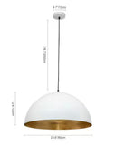 31.5White Farmhouse Dome Pendant Light with Gold Leaf Accent – Industrial Style Ceiling Light for Kitchen Islands