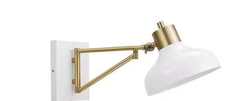 Globe Electric
Berkeley 1-Light White and Brass Plug-In or Hardwire Swing Arm Wall Sconce