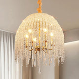20-Inch 6-Light Gold Crystal Waterfall Pendant Chandelier – Adjustable Height