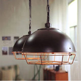 Industrial LED pendant Iron Dome Hanging Lamp Farmhouse 1 Bulb Dining Room Pendant Lighting in Black/Rust/Silver with Cage