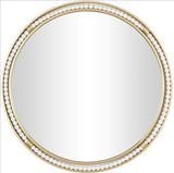 Olivia & May 26-Inch Round Gold Wall Mirror with White Wood Beading