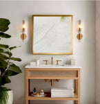 Uolfin
17 in H. Modern Cylinder Powder Room Wall Sconce 1-Light Large Brass Gold Bathroom Single Light with Seeded Glass Shade