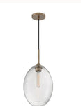 Aria 1-Light Large Pendant in Burnished Brass with Clear Seeded Glass