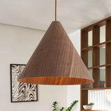 Walnut Finish Cone Pendant-17.7″