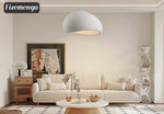 Modern Japanese Wabi Sabi pendant light featuring an elegant white high-density polystyrene lampshade with minimalist aesthetics