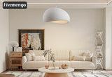 Modern Japanese Wabi Sabi pendant light featuring an elegant white high-density polystyrene lampshade with minimalist aesthetics
