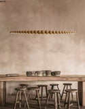 Led Modern Wooden Beads Long Linear LED Pendant Lights Dimmable