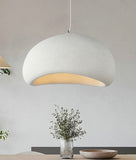 Modern Japanese Wabi Sabi pendant light featuring an elegant white high-density polystyrene lampshade with minimalist aesthetics