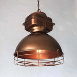 Industrial Style Dome Pendant Lighting 1 Head Metal Mine Light with Round Wire Cage