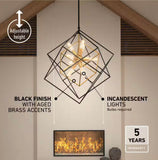 Artika Imperium 9-Light Black and Gold Modern Sputnik Geometric Cage Chandelier Light Fixture for Dining Room or Kitchen