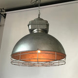 Industrial Style Dome Pendant Lighting 1 Head Metal Mine Light with Round Wire Cage