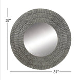 Olivia & May 26-Inch Round Gold Wall Mirror with White Wood Beading