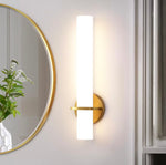 Modern LED Gold Wall Sconce with Frosted Cylindrical Acrylic Shade Dimmable Sconces Wall Lighting (Set of 2)