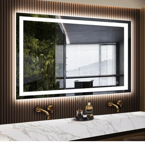 LED Mirror for Bathroom 40 x 32 Inches with Front and Backlit Lighted Vanity Mirror with Lights for Wall with Anti Fog, Stepless Dimmable, Memory Function