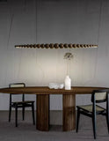 Led Modern Wooden Beads Long Linear LED Pendant Lights Dimmable