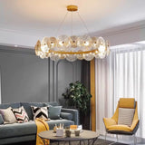 Circular Clear Glass Disk Chandelier