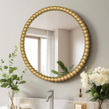 Farmhouse Beaded Round Wall Mirror