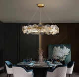 Circular Clear Glass Disk Chandelier