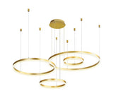 5-Ring Modern LED Pendant Chandelier – Black Finish