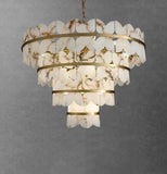 Modern Luxury Natural Marble & Copper LED Chandelier