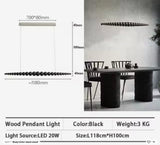 Led Modern Wooden Beads Long Linear LED Pendant Lights Dimmable