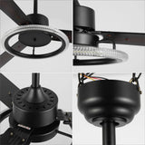 Hilltop 52" Modern Industrial Iron/Acrylic/Wood Remote-Controlled 6-Speed Integrated LED Ceiling Fan