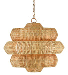 Antibes 3-Light Chandelier in Khaki with Natural Rattan