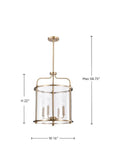 Yorktown 4 Light
Pendant; Burnished Brass Finish; Clear Glass