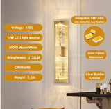 Modern 1-Light Gold Dimmable LED Wall Sconce Wall Lighting with Crystal Bubble Glass Shade