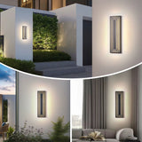 odern LED Outdoor Wall Sconce – 23.6” Black 3-Tier Exterior Wall Light