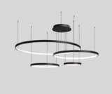 5-Ring Modern LED Pendant Chandelier – Black Finish