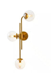 KAWOTI
29.25 in. 3-Light Antique Brass Wall Sconce with Clear Glass Shades