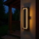 odern LED Outdoor Wall Sconce – 23.6” Black 3-Tier Exterior Wall Light