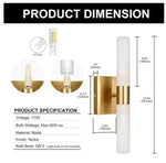 YANSUN
4 in. 2-Light Gold G9 Base Cylinder Bathroom Vanity Light Wall Sconces with Frosted White Glass Shade (2-Pack