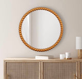 Farmhouse Beaded Round Wall Mirror