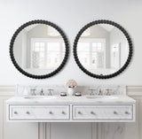 Farmhouse Beaded Round Wall Mirror