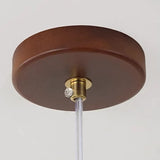 Vintage 3-Light Wood & Copper Pendant with Trapezoidal Linen Shades
