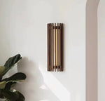 Vintage Walnut Solid Wood Grid Wall Lamp Wabi-sabi style Wall Sconce lights for Bedroom Bedside Living Dining Room