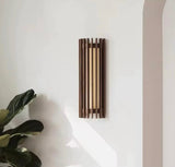 Vintage Walnut Solid Wood Grid Wall Lamp Wabi-sabi style Wall Sconce lights for Bedroom Bedside Living Dining Room