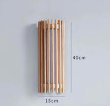 Vintage Walnut Solid Wood Grid Wall Lamp Wabi-sabi style Wall Sconce lights for Bedroom Bedside Living Dining Room