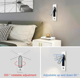 LED Bedside Reading Wall Light — brush, nickel ￼Adjustable and Foldable