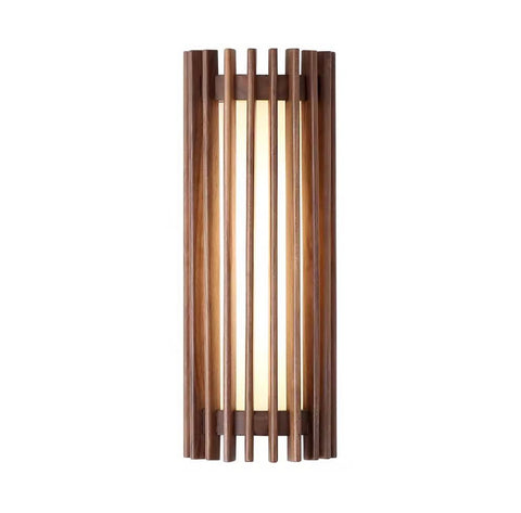 Vintage Walnut Solid Wood Grid Wall Lamp Wabi-sabi style Wall Sconce lights for Bedroom Bedside Living Dining Room
