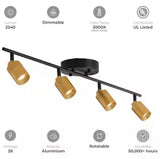 Vidalite Modern 3 ft. 4 Head-Light, Gold, Integrated LED Fixed Track, Lighting Kit, with Rotating Heads