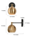 Zevni Bramm Adjustable Modern 1-Light Black Indoor Wall Sconce, Polished Brass Wall Light, Farmhouse Globe Light Fixture