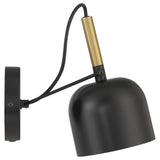 Collection: Porto Description: LED Reading Light Fixture Finish: Black with Antique Brushed Brass Diffuser Finish: N/A